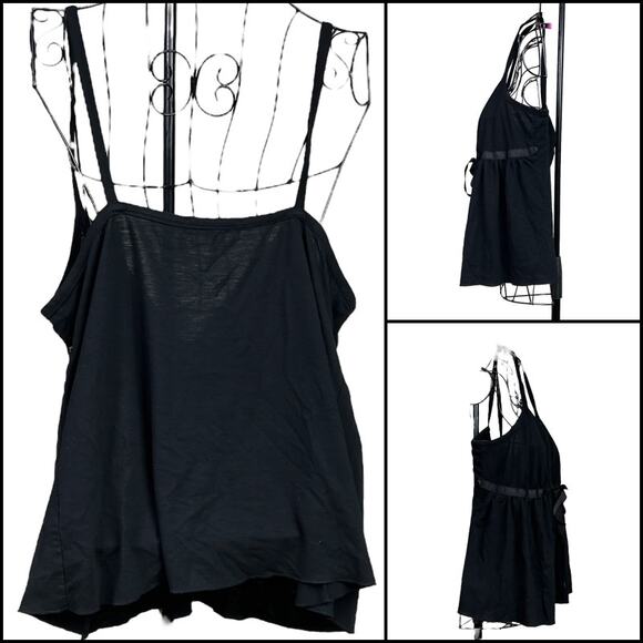 Simply Irresistible Tank Top Blouse  Grosgrain Ribbon Bow Size Large Solid Black - Picture 5 of 11
